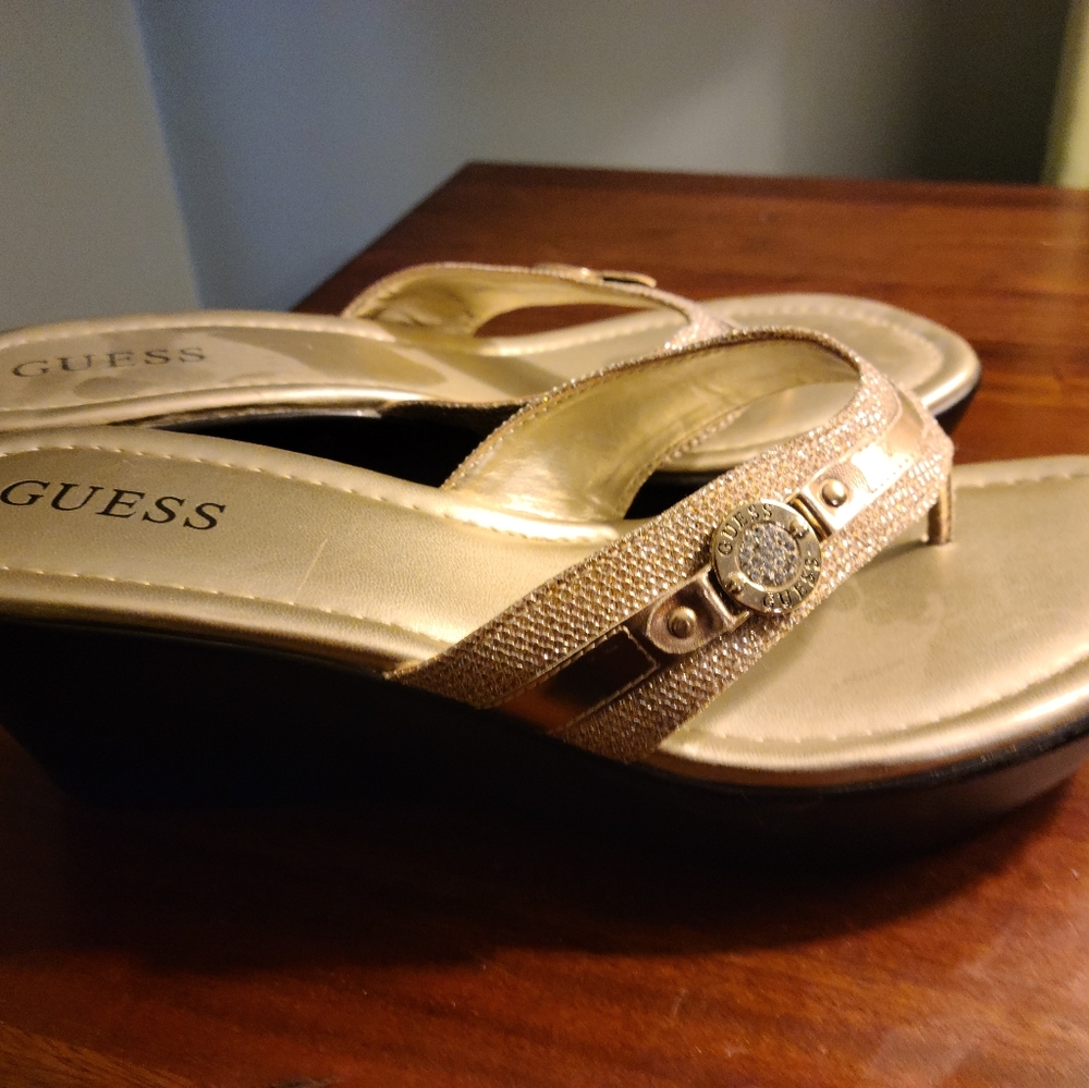 Guess Gold flip flops